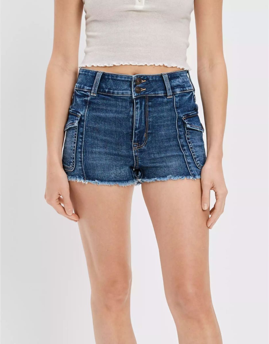 Shorts American Eagle AE Ne(x)t Level Super High-Waisted Denim Indigo Femme | UPX-89992622